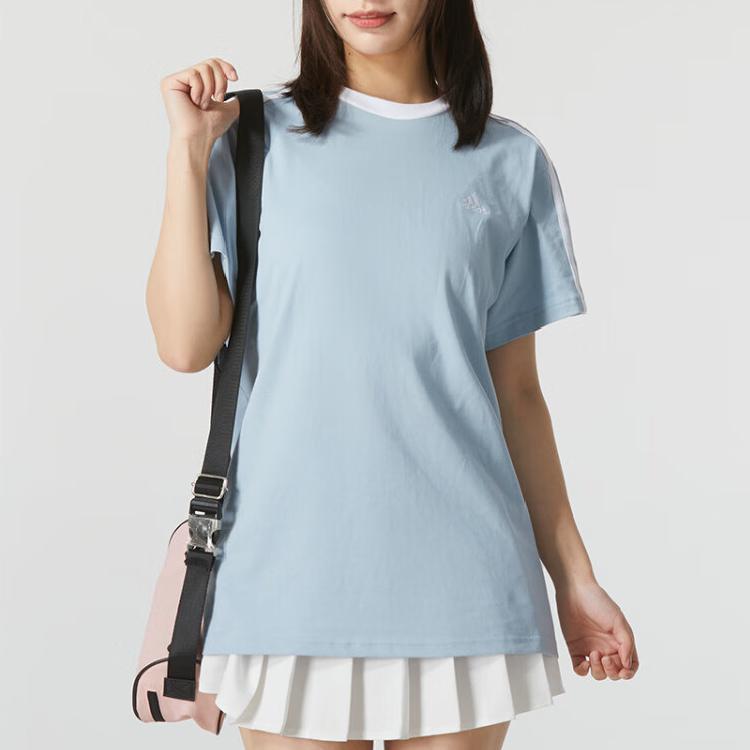 Adidas Printed Sports Casual Breathable Running Round Neck T-Shirt V1 Women Tops Light-Blue JI6979