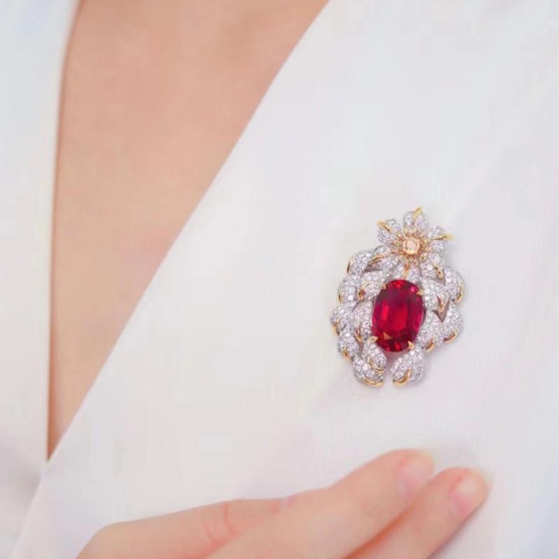 

BELLA BOX Итальянская большая брошь-подвеска цвета голубиной крови, двойное назначение, ожерелье цвета сокровища «морское синее», цвет «бабушкино-зеленое бриллиантовое сокровище» No.2 красный