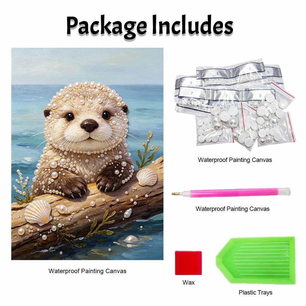 Pearl Painting Kit DIY Cute Otter and Seashell Ocean Theme Home Decoration Painting
