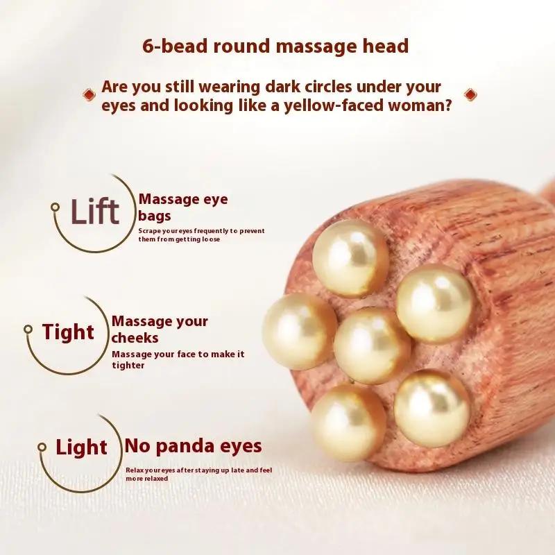 1pc Handheld Brass Lotus Eye Massage Stick Raw Wood Beauty Eye Relaxation Spot Meridians Acupoint Massage Facial Gua Sha Tools