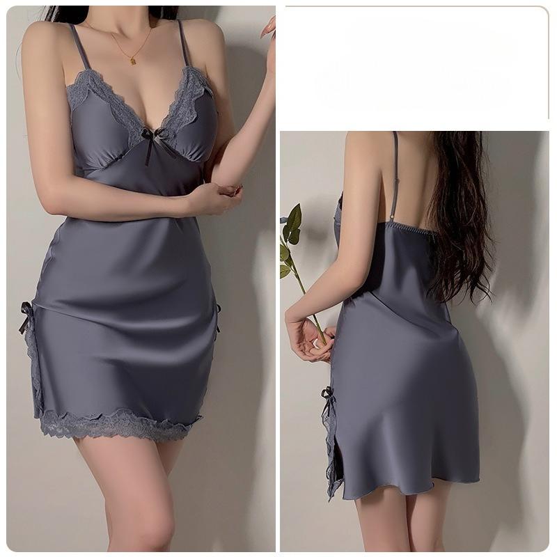 Women’s Sexy Lace Nightdress Cami Nightgown Simple Backless Sleep Dress
