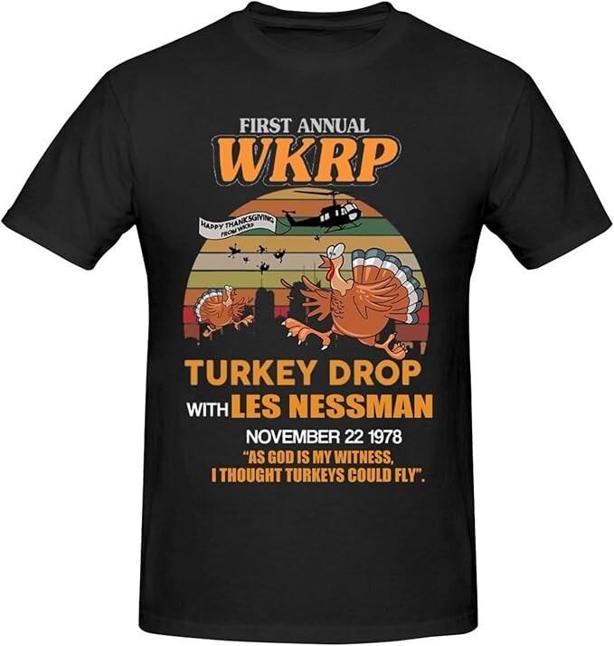 Thanksgiving Funny Gift First Annual WKRP Turkey Drop Les Nessman Vintage Tshirt Unisex T-Shirt L