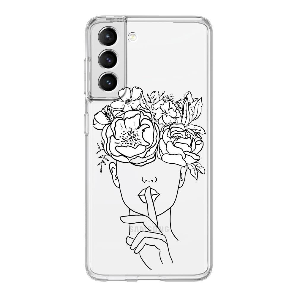 Geometrische Kunst Mädchen Linie Blume Handyhülle Für Samsung Galaxy S22 S21 S20 FE Ultra 5G S10 S10E S9 S8 Plus Note 10 20 Klare Hülle