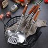 Four-Piece Spatula Set: 304 Stainless Steel & Pear Wood, Anti-Scald Long Handles for Stir-Fry Cooking