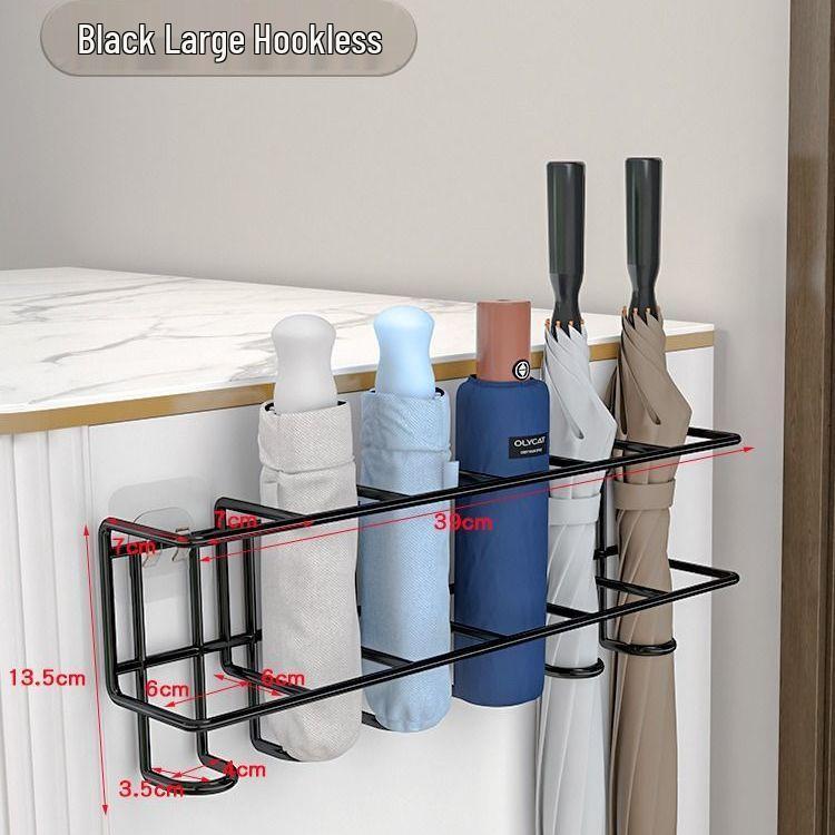 Wall-Mounted Umbrella Rack with Hooks for Entrance Doorway
