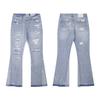 Trendy Wijde Jeans, Gewassen, Slijtageplekken, Patchwork, Unisex Stijl