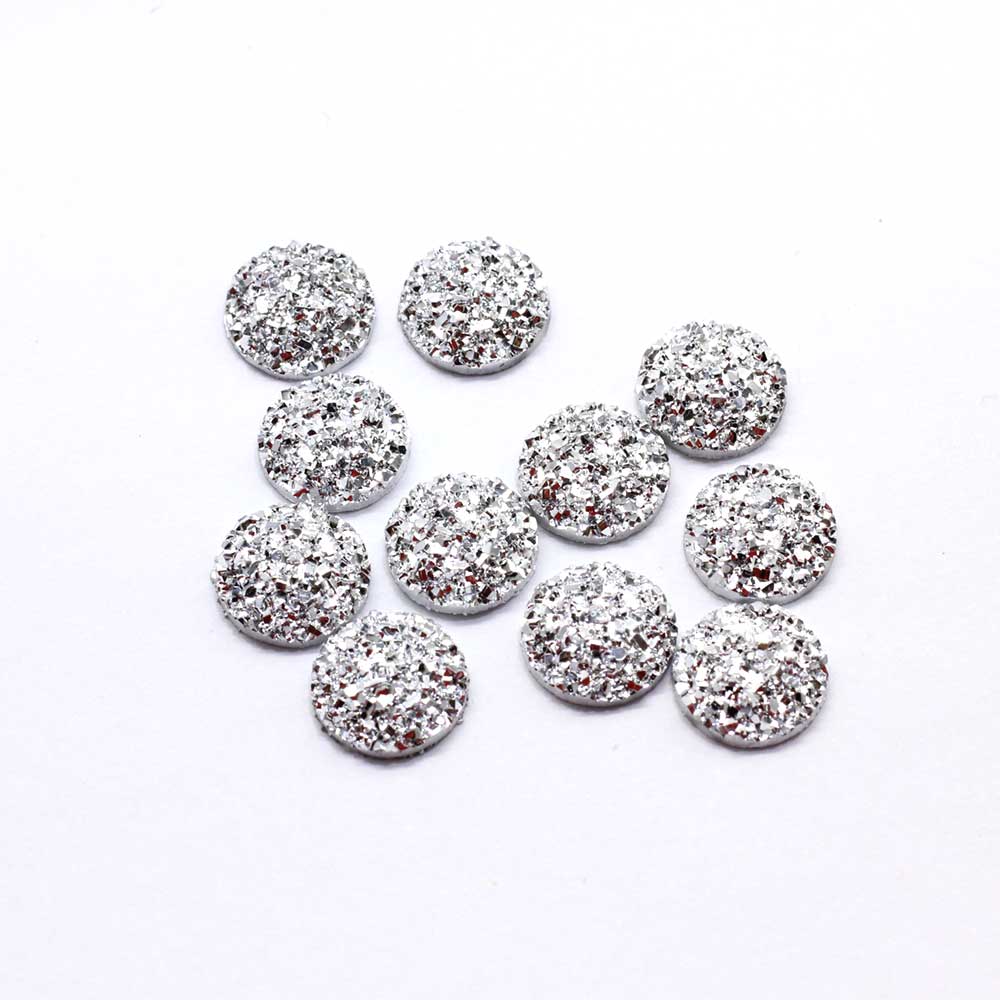 12MM Resin Flat Round AB Finish Cabochons Druzy Charms Flatback Colored Druzy Resin Cabochon Jewelry Making Supplier