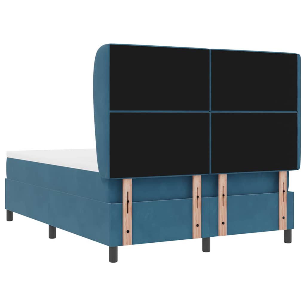 Box Spring Bed with Mattress Dark Blue 200 X 160 Cm Velvet