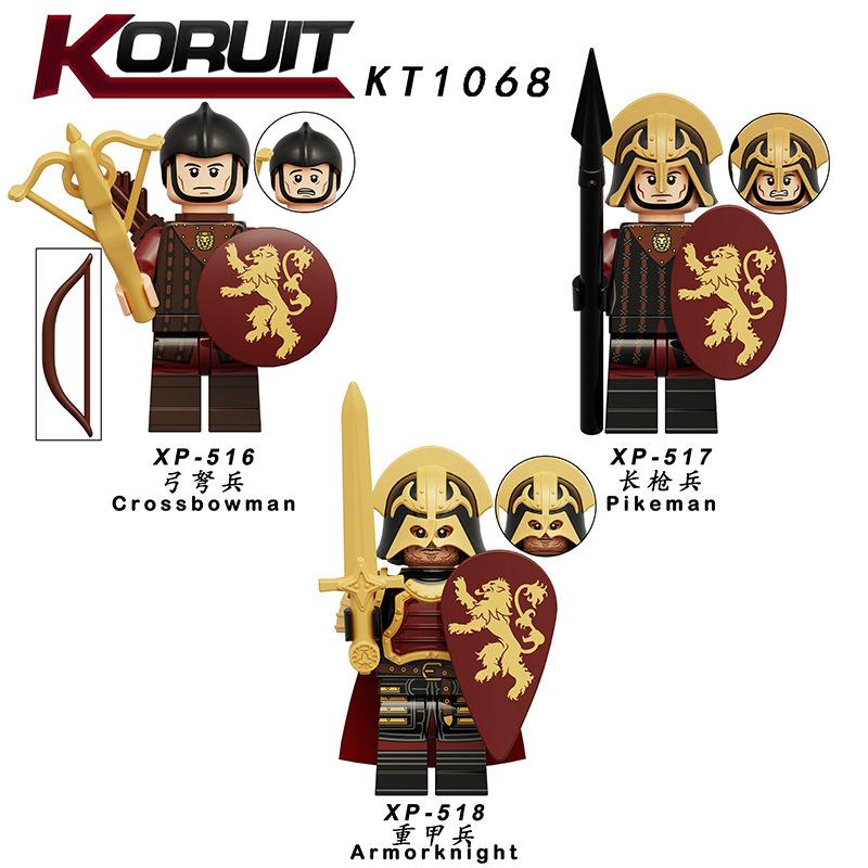KT1068 Mittelalterliche Soldaten Serie Armbrustschütze Bausteine Spielzeug Minifigur Beutelset Geschenk für Jungen Mädchen