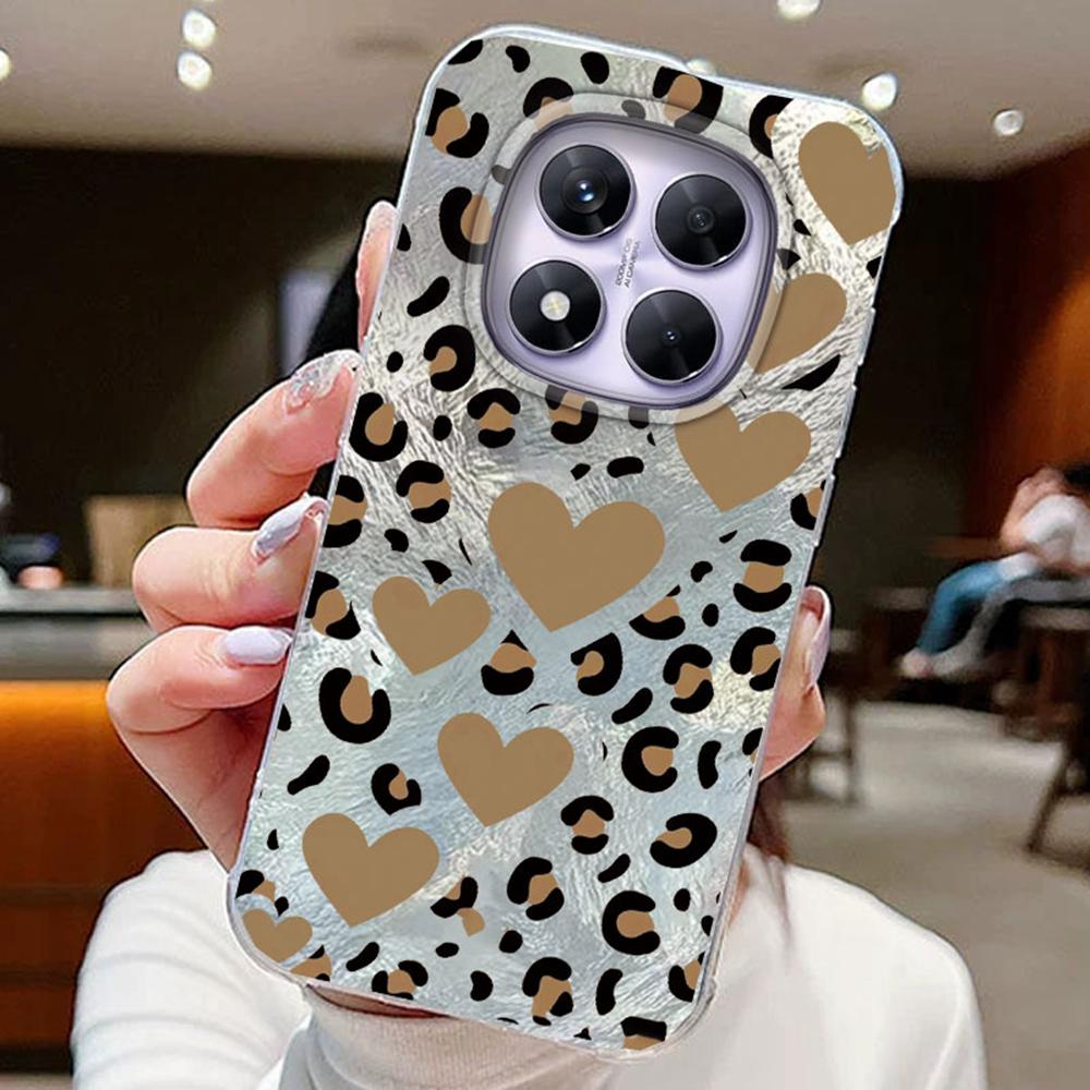 Colorful Gradient Purple Butterfly Leopard Print For Xiaomi Redmi Note 14 Pro 5G Phone Cases Cover Soft Silicone Bumper Hard PC Back Cover