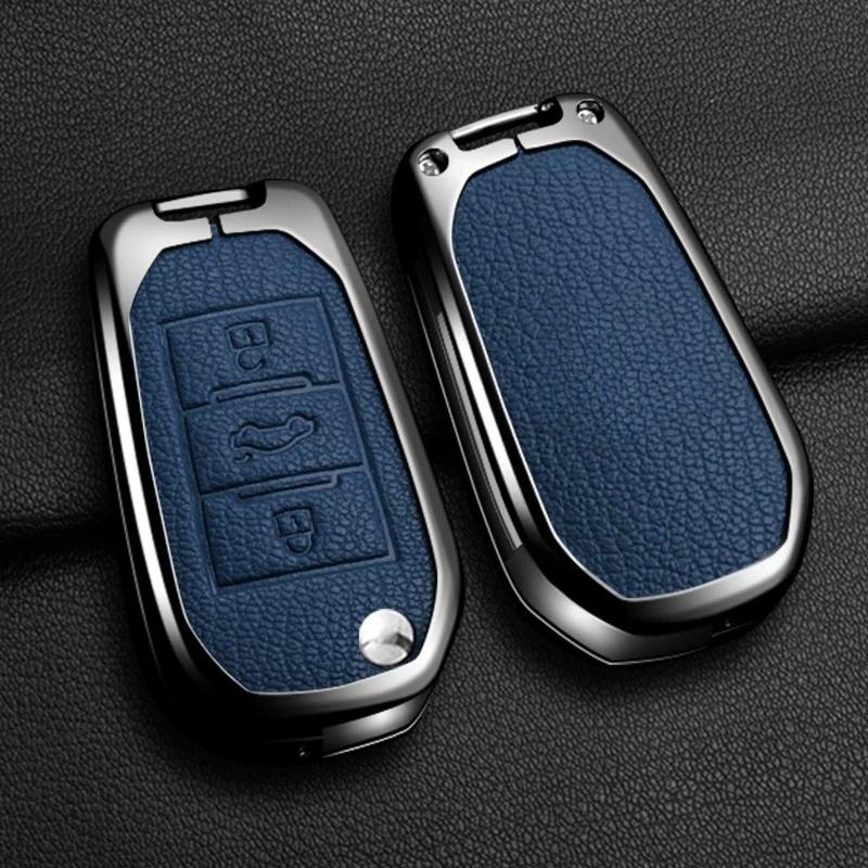 Alloy Car Key Case Cover Protector Leather Key Holder Keychain Shell For Peugeot 208 2008 301 308 3008 Rcz 508 408 2008 307