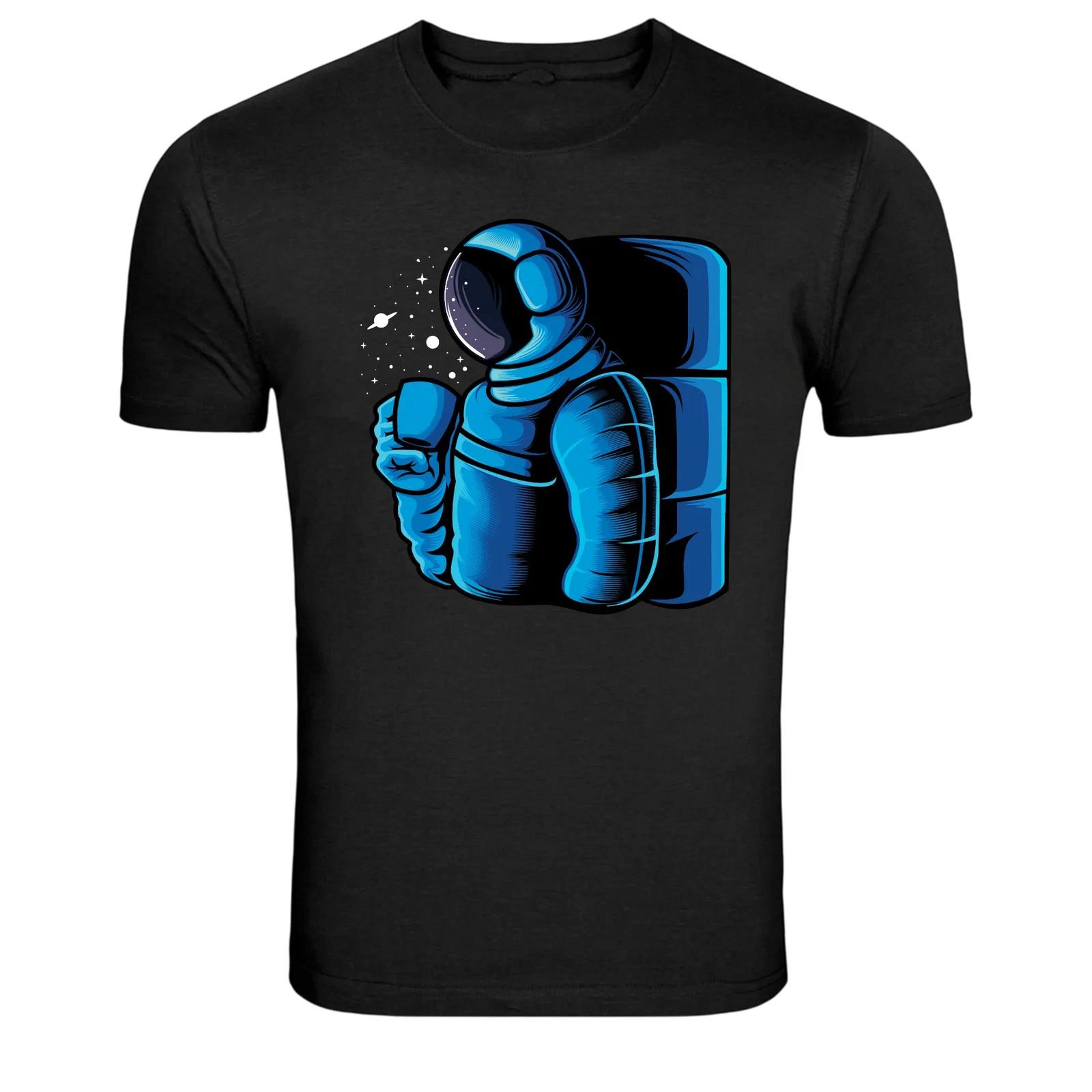 Astronaut Drinking Coffee In Space Graphic T-Shirt XXL