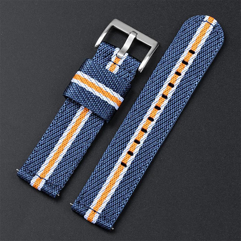 20mm 22mm Nylonowy Pasek do Zegarka Premium Gładki Miękki Nylon Sportowe Paski Zamienne Szybkozłącze Uniwersalna Płócienna Bransoleta Pasek do Zegarka