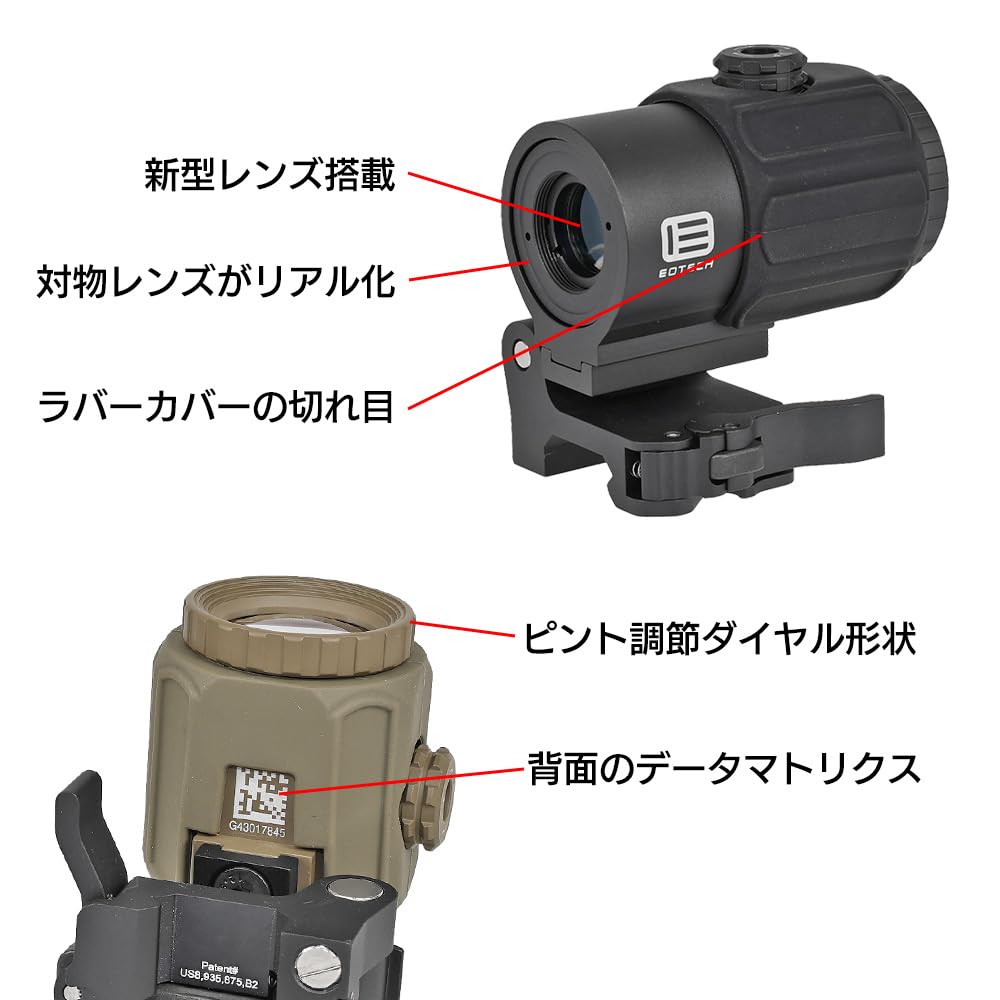 High-quality Evolution Gear Eo G43 2024VER Magnifier Replica, 3x Magnification, 7065A Aluminum CNC Machined, Booster Magnifier (Anodized Black)