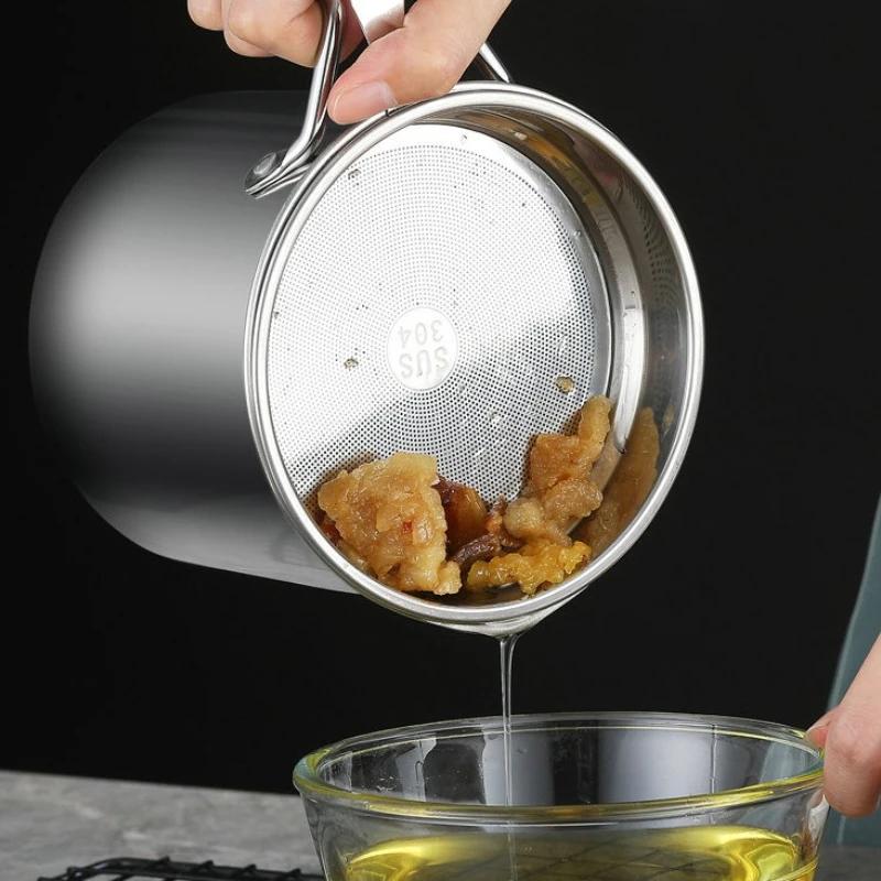 304 Stainless Steel Oil Filter Pot with Lid Deep Fryer Pasta Strainer Basket Chicken Fried Food Strainer Household Kitchen Tools