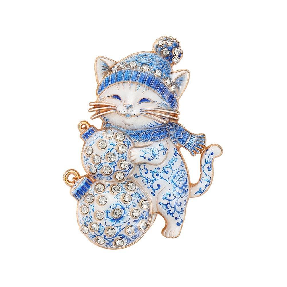 Enamel Rhinestone Brooch Dog Christmas Crystal Pins Fashion Xmas Jewelry Party