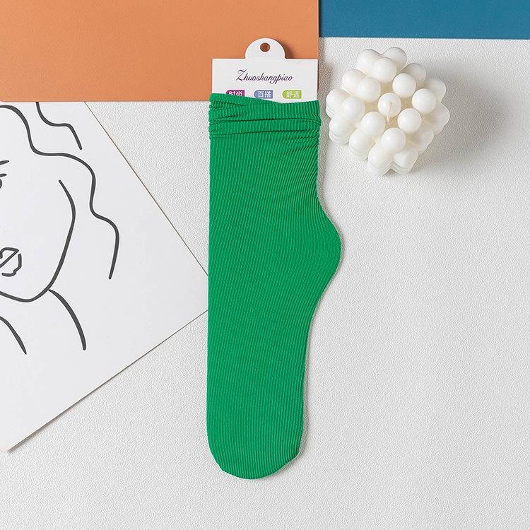 Women Girls Spring Summer Thin Loose Tube Socks Solid Color Black White Red Purple Green Yellow Velvet Breathable Long Socks