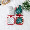 Christmas Microwave Oven Gloves Set Kitchen Household Anti-scalding Baking Christmas Gloves Thickened Insulated Oven Gloves