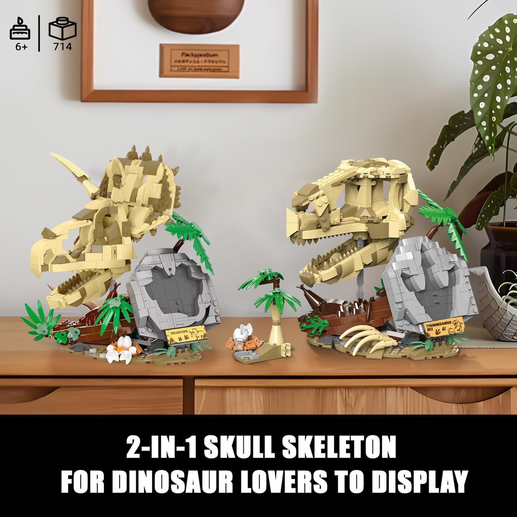 non-toxic 2 in 1 Fossil Dinosaurs MOC Building Blocks Animals Aseemby Models Toys For Kids Halloween Christmas Gifts Desktop Decorations
