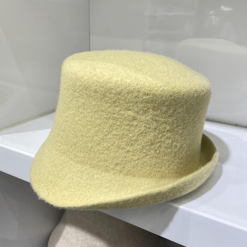 

Полностью шерстяная передняя часть, шляпа-ведро с загнутыми полями, осенне-зимняя модная одежда, литературная и ретро, складная шляпа-котелок из шерстяного войлока, тренд M（56-58cm） жёлтый