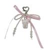 Flocking Bear Keychain With Pearls Ribbon Bowknot Charm Practical Key Holder Bacpack Accessory For Women Girls