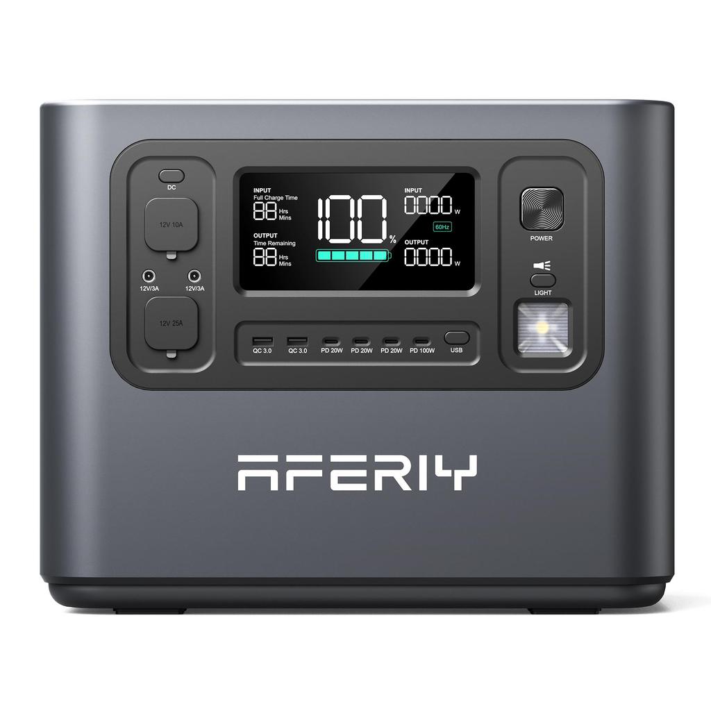 AFERIY P210 Stazione di Alimentazione Portatile 2400W 2048Wh Batteria LiFePO4 13 Uscite, Ricarica Rapida, Controllo App, Alimentatore Mobile per Campeggio all'Aperto