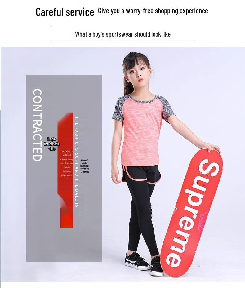 Set Yoga & Sport Asciugatura Rapida per Bambine per il Fitness Estivo - Abbigliamento Sportivo per Bambini per Corsa, Allenamento, Ginnastica e Tennis