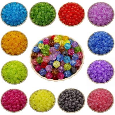 Fournitures de fête à domicile pour bricolage, accessoires de bijoux, fabrication de bijoux, collier fait à la main, bracelet, perles rondes en acrylique craquelées, artisanat multicolore, 50 pièces de 8 mm