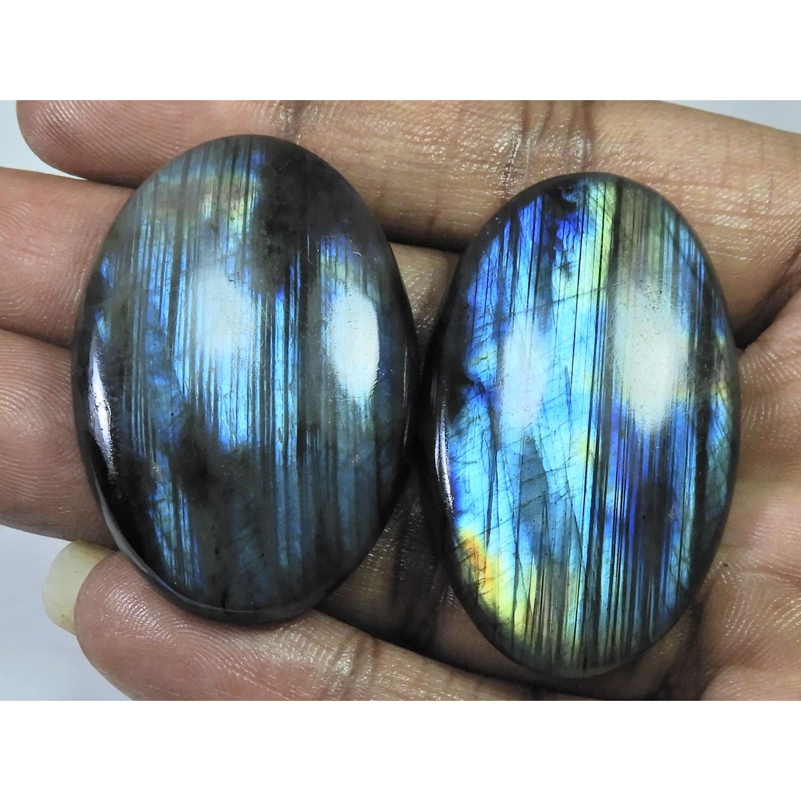 42-45 MM Natural Labradorite Multi Oval Cabochon Loose Gemstone 2 Pcs Lot D-184