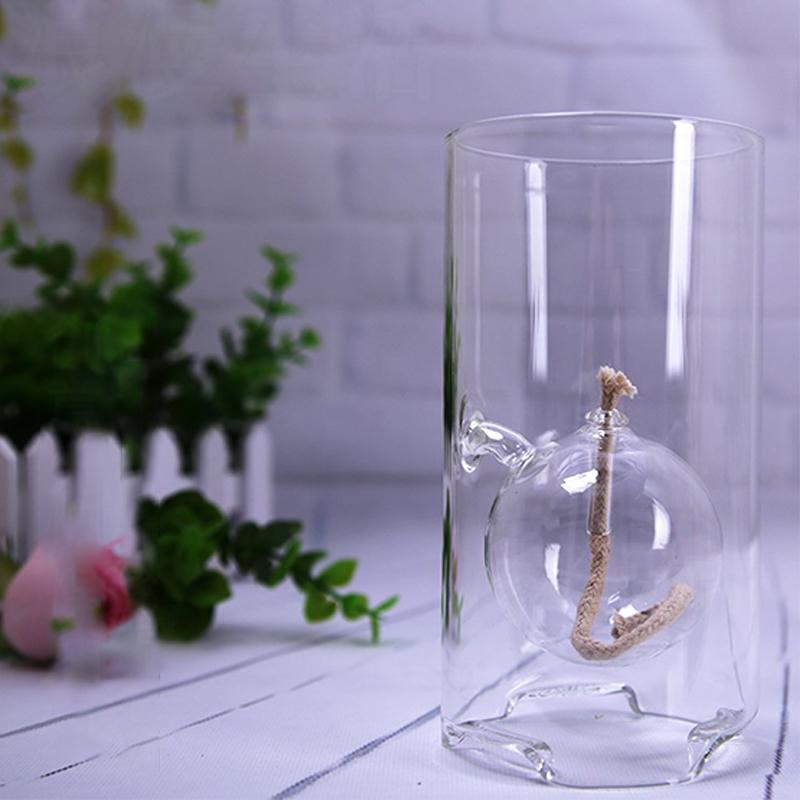 Oil Lamp Chimney Clear Glass Oil Burner Windproof Heat-Resistant Lamp Shade Portable Candle Holder For Bar Dining Room No Fuel