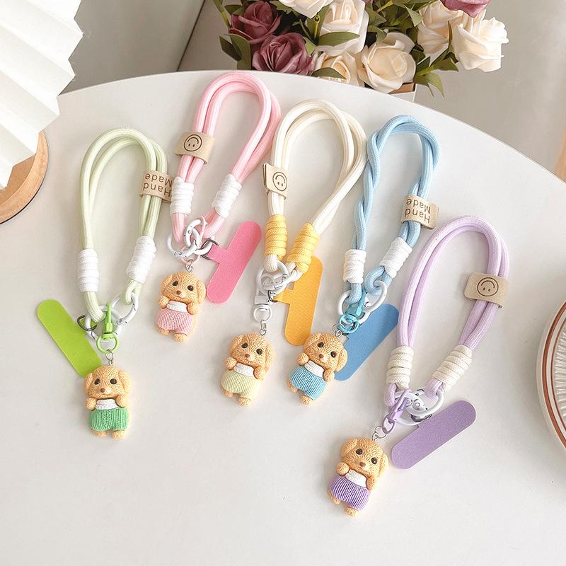 Cute Puppy Pendant Pendant Mobile Phone Lanyard Bold Anti-Drop Anti-Loss Clip Portable Rope Chain Braided Rope Idea