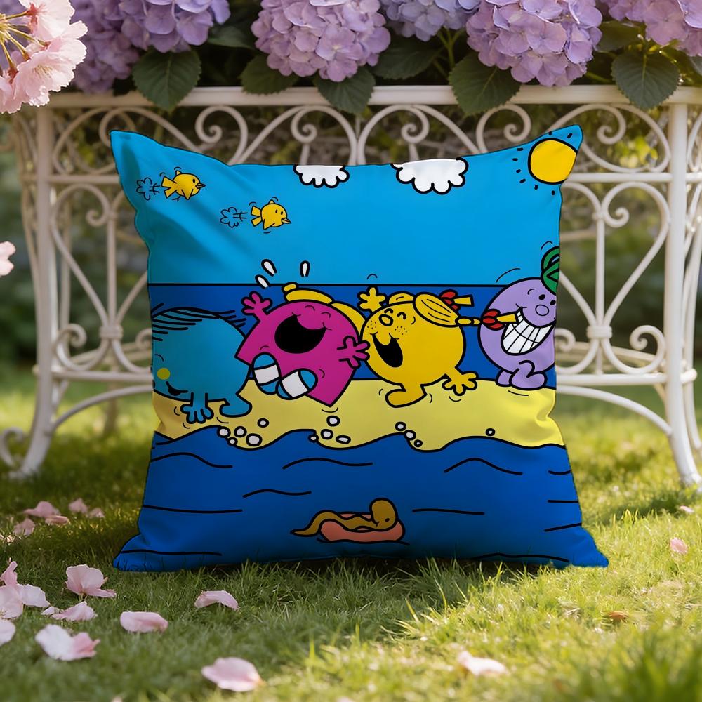 Cartoon Mr. Men and L-Little Miss Cushion Cover Home & Car Dual-Scene Pillow Cover: Reversible for Premium Comfort