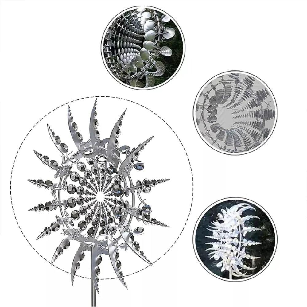 Ground Mounted Metal Windmill Rust Resistant Windmill Rotating New Wind Spinner  Garden Decoration