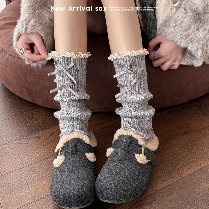 Boots Still Cotton Socks Cover Lace Lolita Stack Socks Girl Bow Sweet Thickened Girl Leg Cover