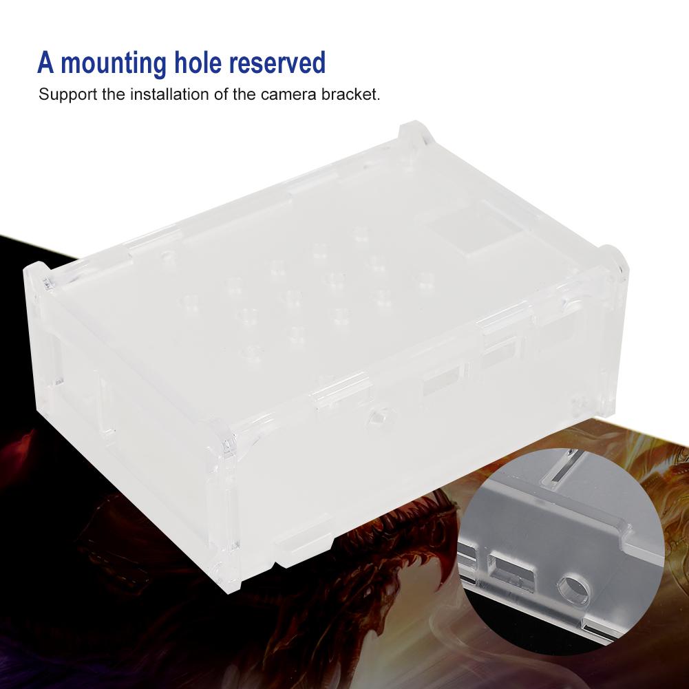 Acrylic Case with 5V Cooling Fan 3 Heatsinks Camera Bracket Mounting Hole for Raspberry Pi 4B