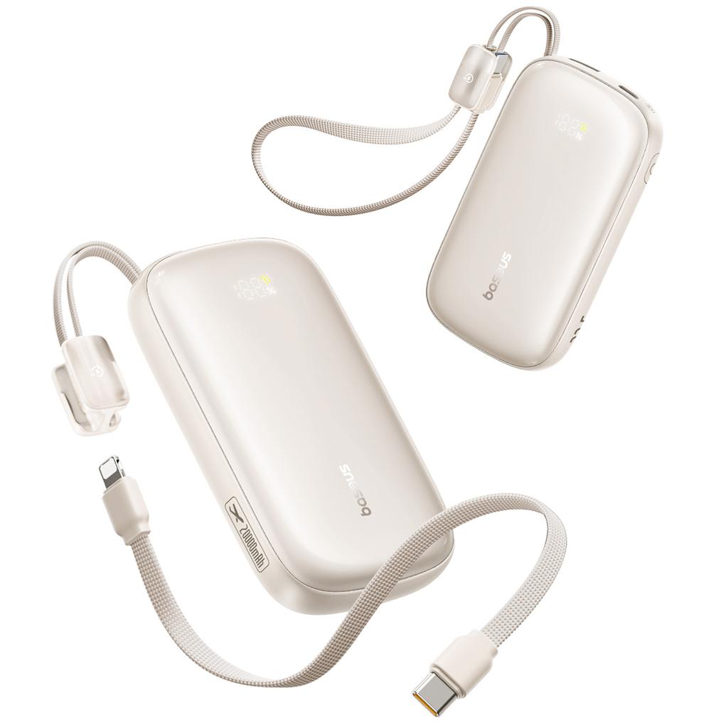 Powerbank 20000mAh 22.5W with display and cable EnerFill FC21 Qpow 3 Ultra - beige