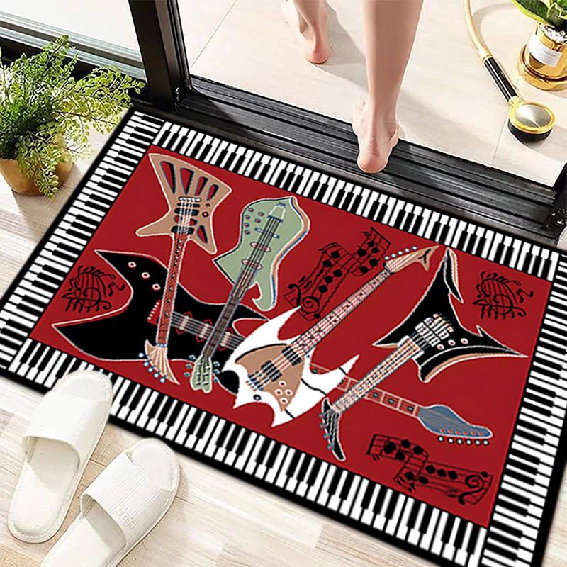 1Pc Piano keys music Printed circular carpet, home door mat, outdoor travel protection carpet A14
