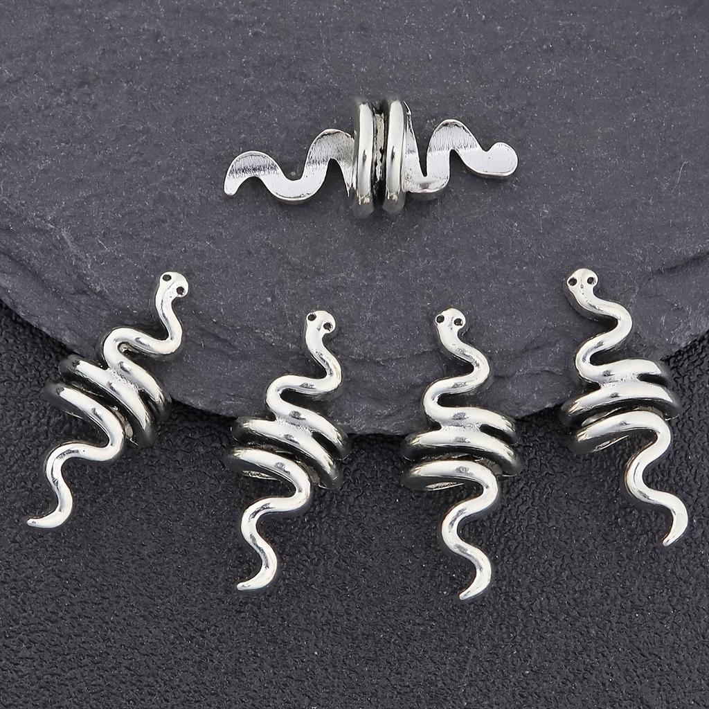 15 pieces of zinc alloy snake shaped spacer beads, large hole decorative beads, unique style, very suitable for DIY jewelry prod