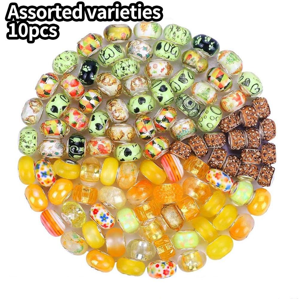 

10/30/50 штук смоляных бусин желтого цвета с крупным отверстием, европейские бусины для рукоделия, смешанные разделительные бусины, европейские бусины с крупным отверстием, материалы для самостоятельного изготовления украшений 10pcs