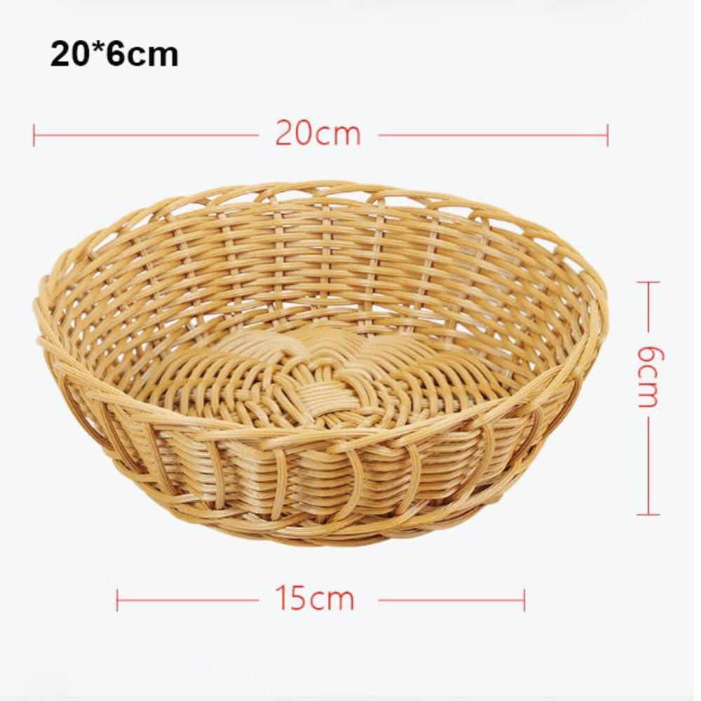 Household Rattan Woven Serving Baskets Cake Dim Sum Tray  Restaurant Serving Tabletop Display