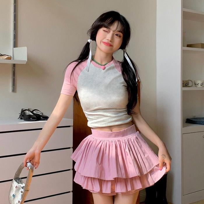 Women's Korean Version of Fashion Pure Desire Style Wear Spice Girl Short-sleeved T-shirt Women's Summer Niche Top Bottoming Shirt