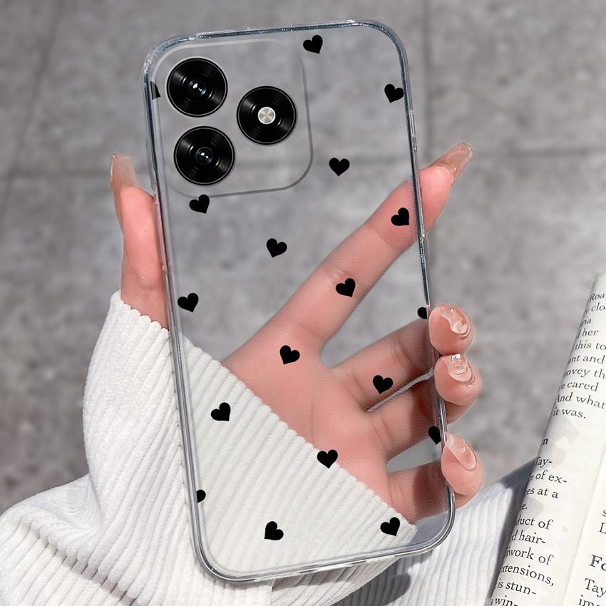 Für Honor X5c Plus X6a X7a X8a 10i 20 20i 50 Pro Lite Hülle Schwarz Kleine Liebesherz-Muster Weich Ultra Dünn TPU Anti-Rutsch Schale Für Honor Handyhüllen