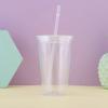 1pc-Reusable Double-layer Plastic Transparent Drinking Cup Water Bottle with Lid Straw Cup Outdoor Drink Tea Milk Mug Tools