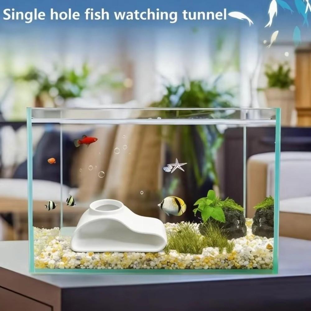 Natural Curve Under Gravel Tunnel Single Hole Shrimp Cave Aquarium Hideouts Restaurant Decoration