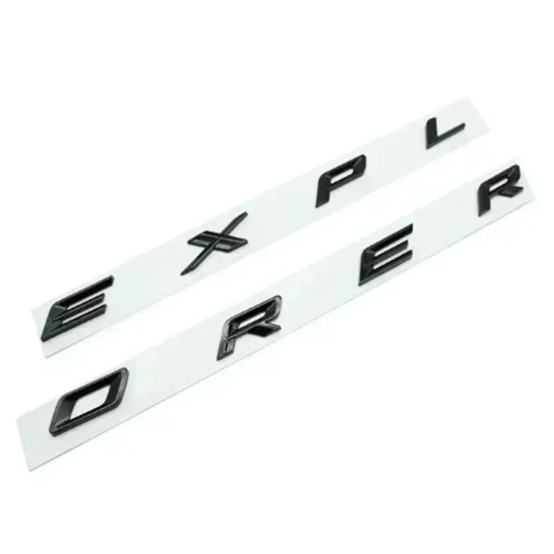 swpzb8 3D ABS Chrome Black Letters Explorer Logo Car Front Hood Emblem Bonnet Badge Sticker For Explorer 2011-2021