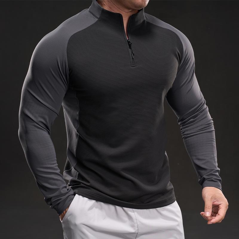 Jarní Nové Slim Fit Elastické Tréninkové Oblečení s Dlouhým Rukávem Ležérní a Módní Běžecké Sportovní a Fitness Outdoorové Tričko pro Muže