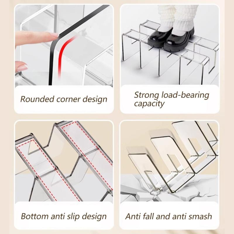 2Pcs Desk Bookend Acrylic Book End 4 Section Book Organizers Stand Magazine Stand Space Saving Shelf Bookend 32x14x13cm