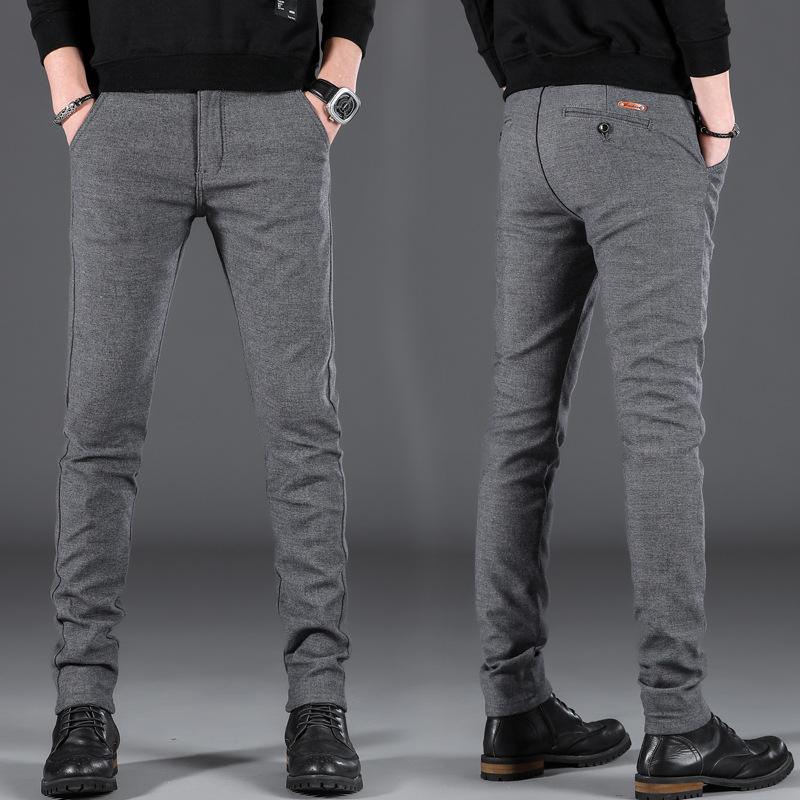 Men's plaid print casual pants spring Korean version trend versatile slim-fitting small feet long pants