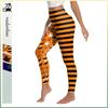 High-Waist Halloween Stripe Digital Print Leggings with Tummy Control