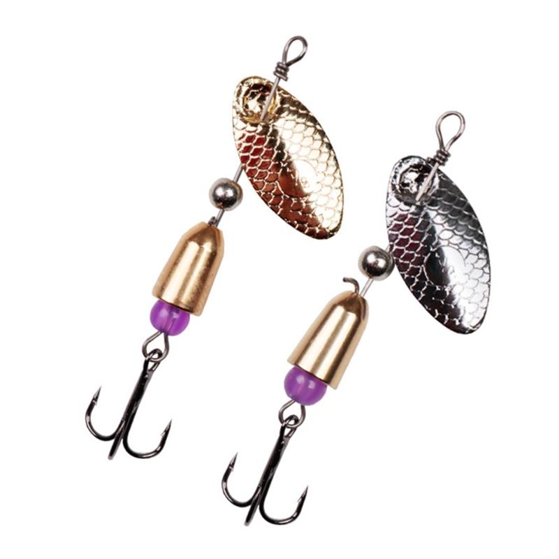 Fishing Lures Wobble Rotating Metal Bait For Bass Trout Treble Hook Artificial